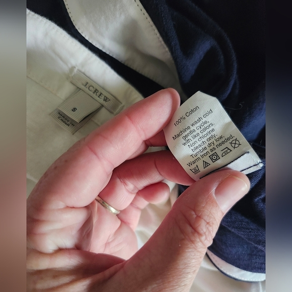 J. Crew Color Block Striped Navy and White Cotton Dress - Picture 5 of 5